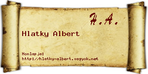 Hlatky Albert névjegykártya